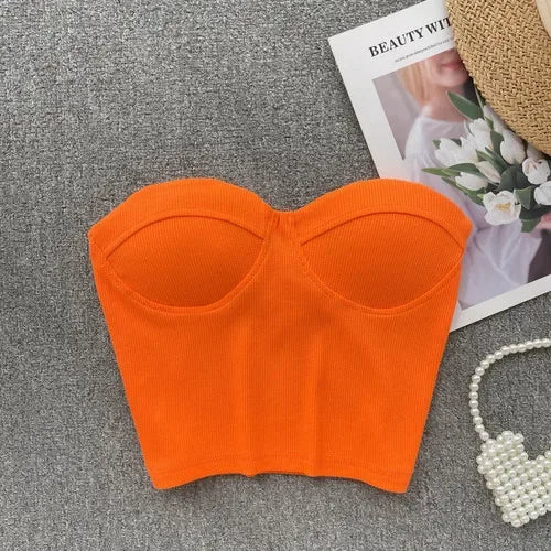 Strapless Western Style Skinny Tanks Camis for Women Summer Casual