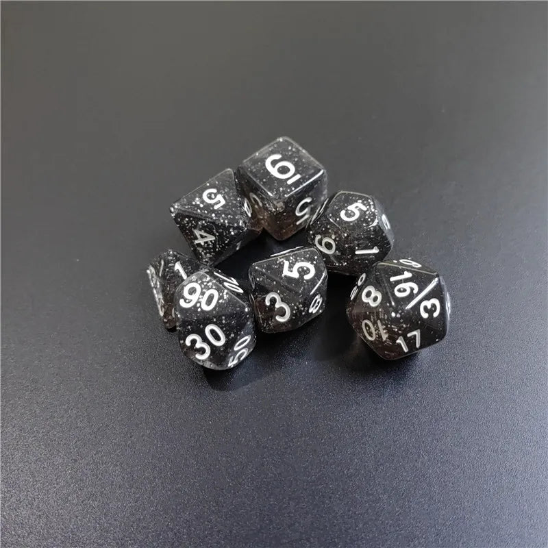 7 PCs 1 Set Of Transparent Flash Point Dice New Acrylic Set D4 D6 D8