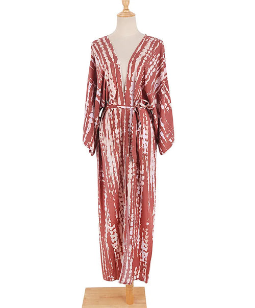 Long Kimono Swimsuit Cover up for Women Stylish Tie Dye Open Front