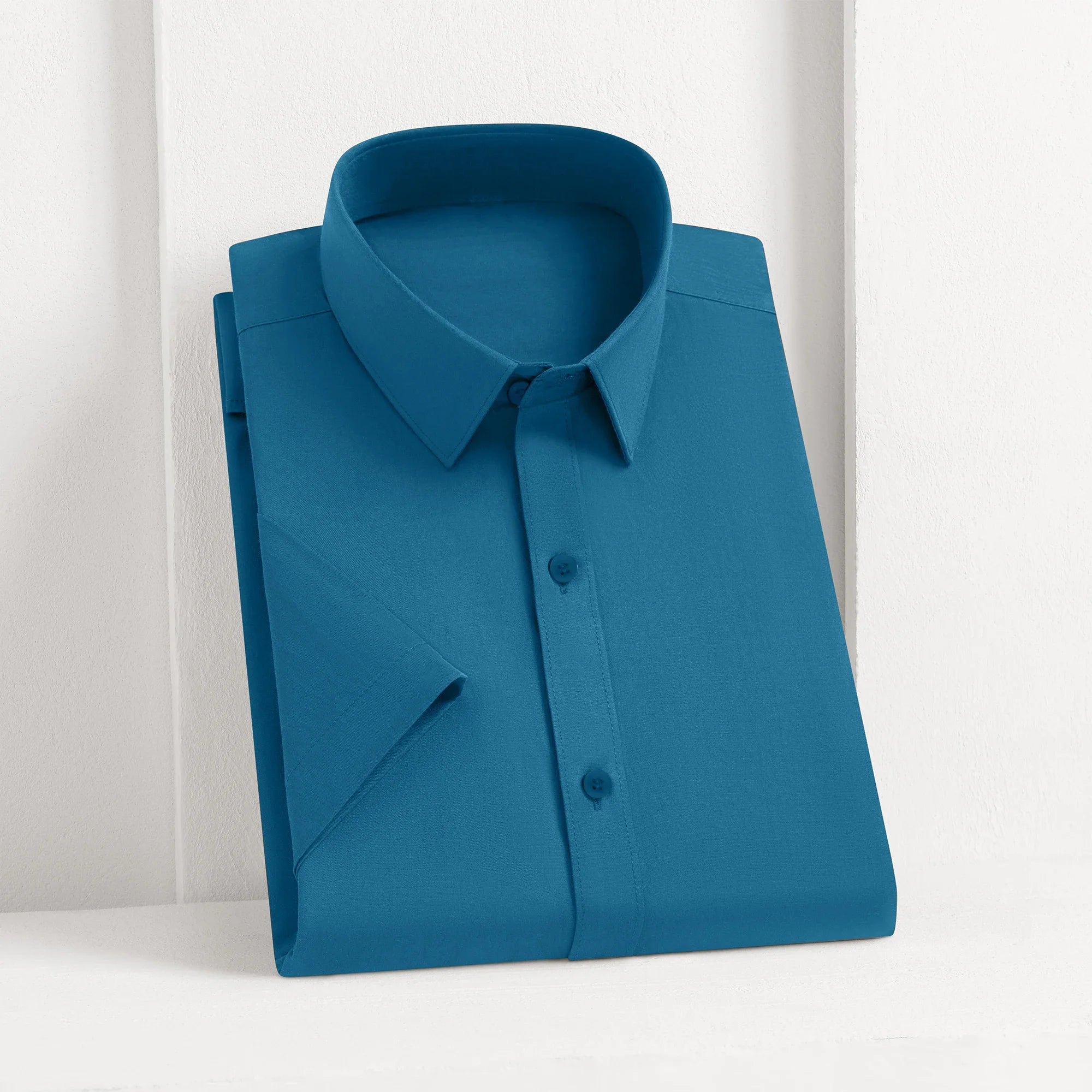New Men's Business Casual Solid Color Short Sleeved Shirt for Summer
