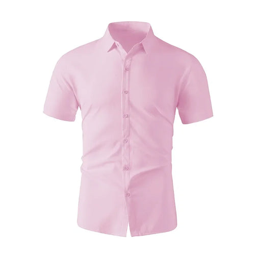 New Men's Business Casual Solid Color Short Sleeved Shirt for Summer