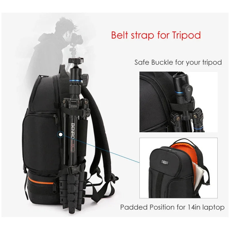 Large Capacity Outdoor DSLR Camera Backpack Waterproof Oxford Cloth
