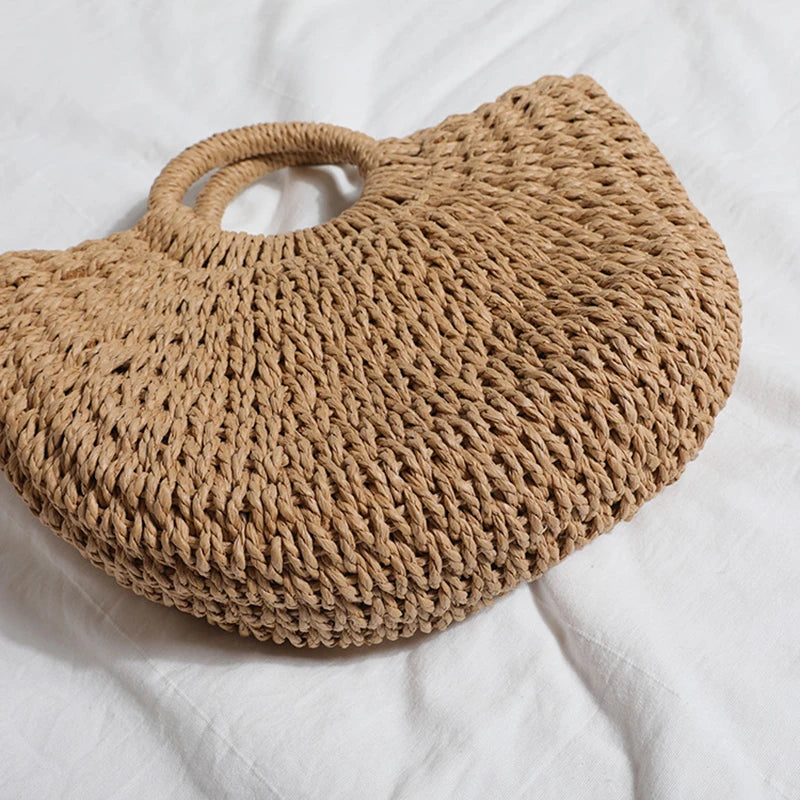 Summer Handmade Bags for Women Beach Weaving Ladies Straw Bag Wrapped