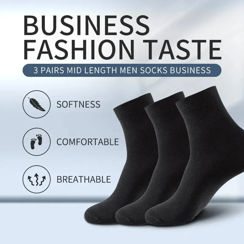 3 Pairs Black Men Socks Cotton For Men Pair Set Long KupiVIP S