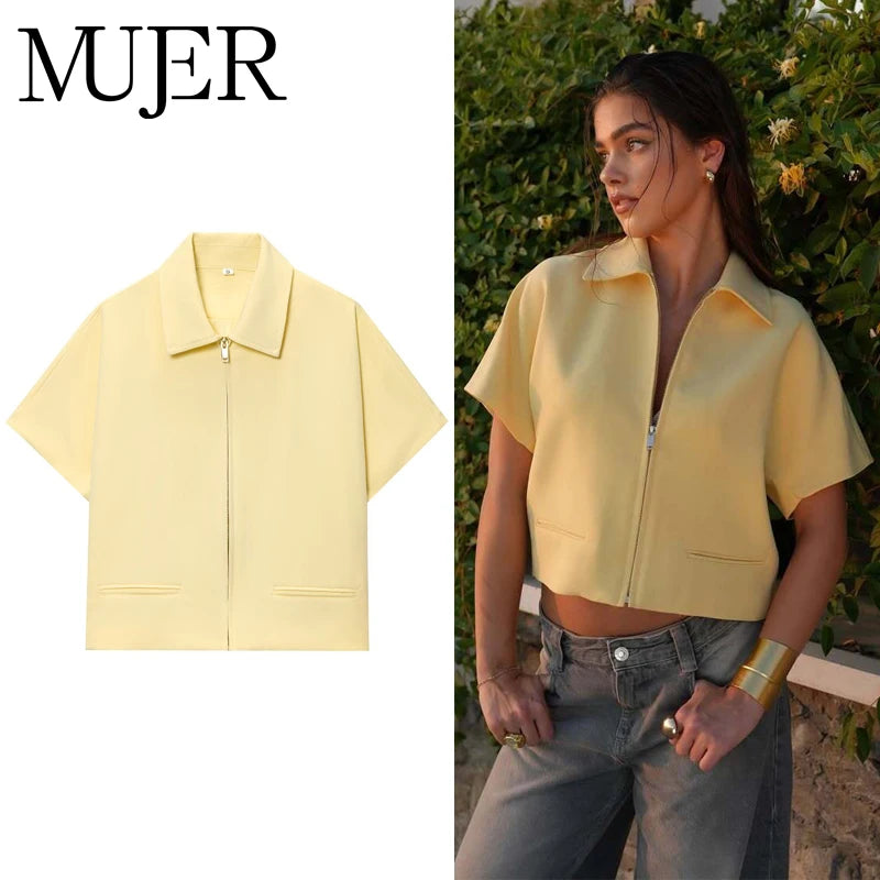 MUJER 2025 Cropped Jacket Women Zipper Varsity Women's Jackets Short