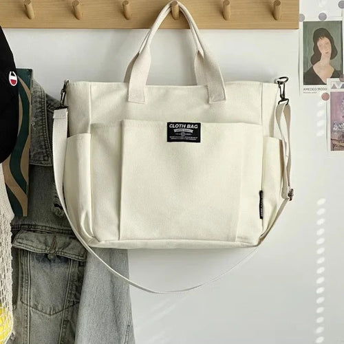 Canvas Ladies Bag Simple Student Large Capacity Horizontal Commuter