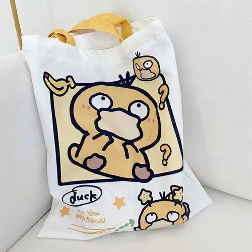 Pikachu Pokemon Canvas Tote Kawaii Psyduck Cute Autumn/Winter Daily