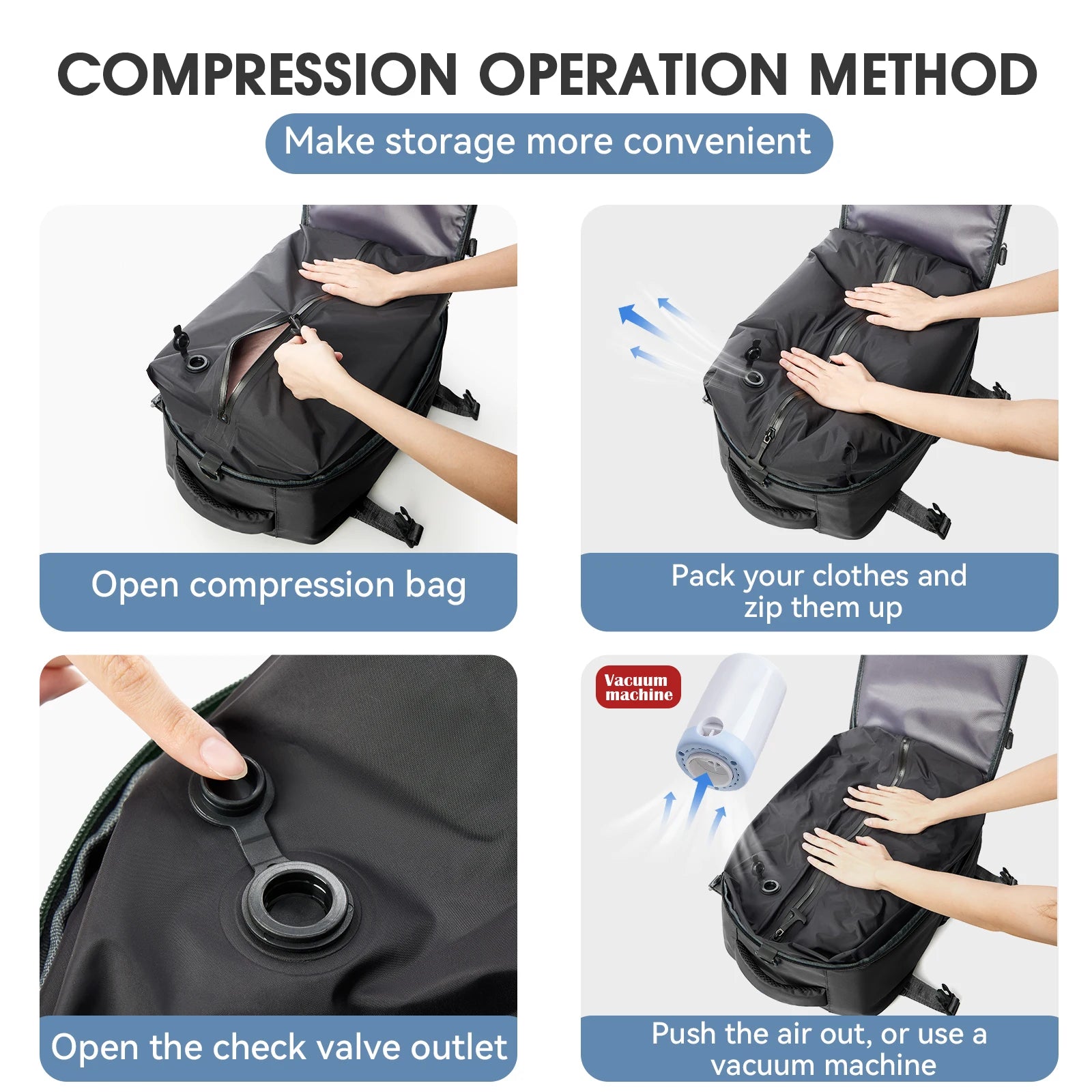 Vacuum Backpack Travel Bag for Men Large Capacity airback Backpack
