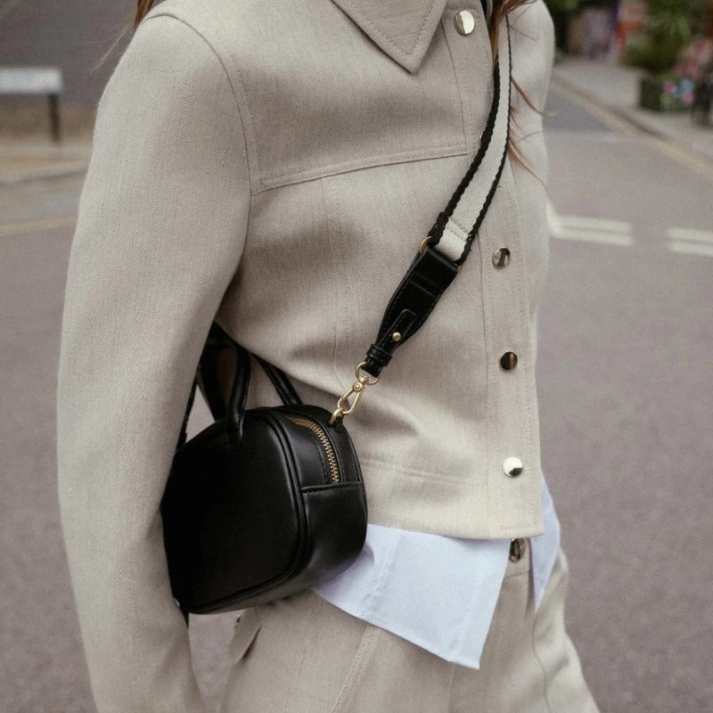 MINI TOPSTITCHED BAG, Wide Strap Women's Vintage Crossbody Bag, Ladies