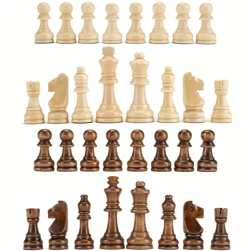 32Pcs Sturdy Wooden Chess Standard Tournamen Staunton Wood Chessmen