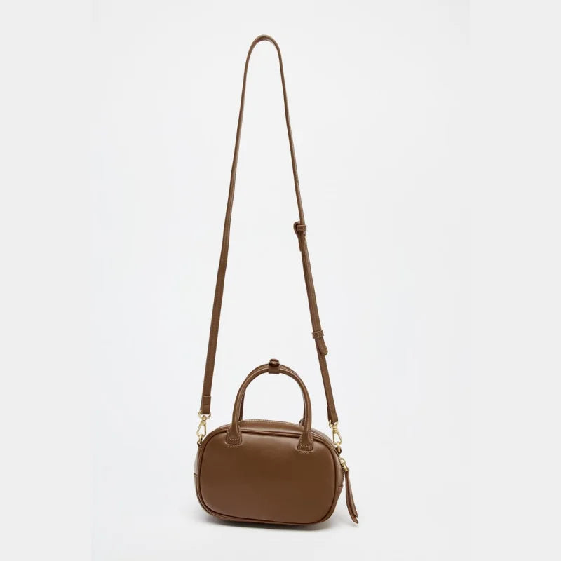 MINI TOPSTITCHED BAG, Wide Strap Women's Vintage Crossbody Bag, Ladies