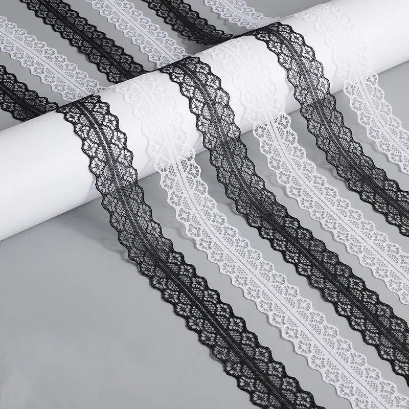 New Lace Braided Shoelaces 2.9CM Width Fancy Flat Shoelace Black White