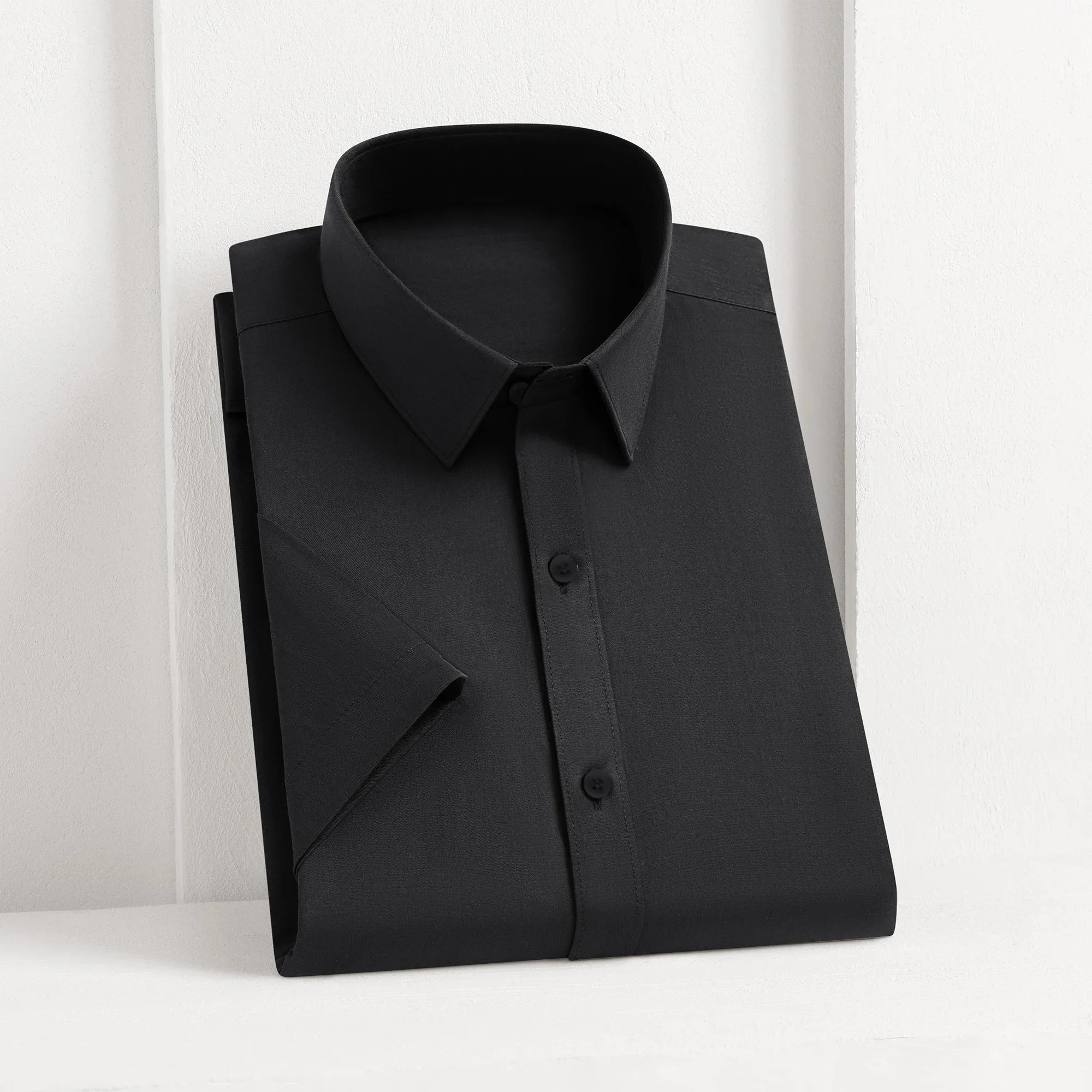 New Men's Business Casual Solid Color Short Sleeved Shirt for Summer