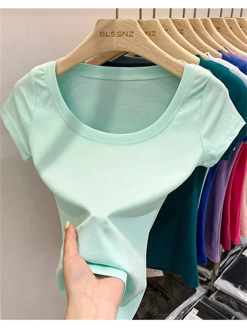Summer Top Sexy T Shirt Women T-Shirt Korean Style Woman Clothes Slim