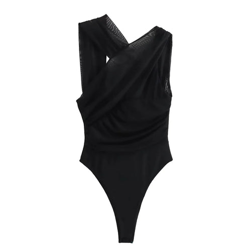 MUJER 2025 Woman Body Leopard Print Mesh Sleeveless Bodysuit Women