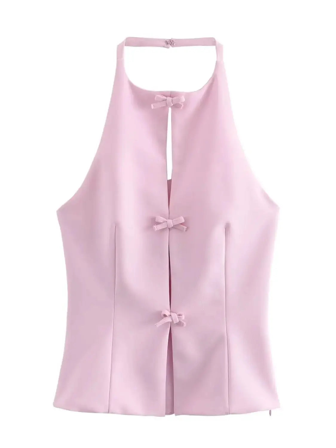 XNWMNZ Women's Fashion 2024 Bows halter Neck Top Women High Street