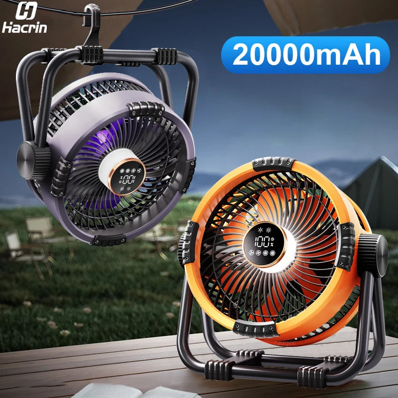 Camping Fan 20000mAh Rechargeable Portable Camping Circulator Fan