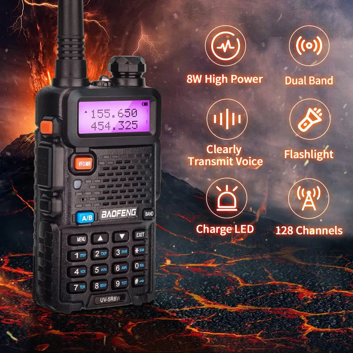 1/2X Baofeng UV-5R 8W Tri-Power Walkie Talkie High Power Dual Band