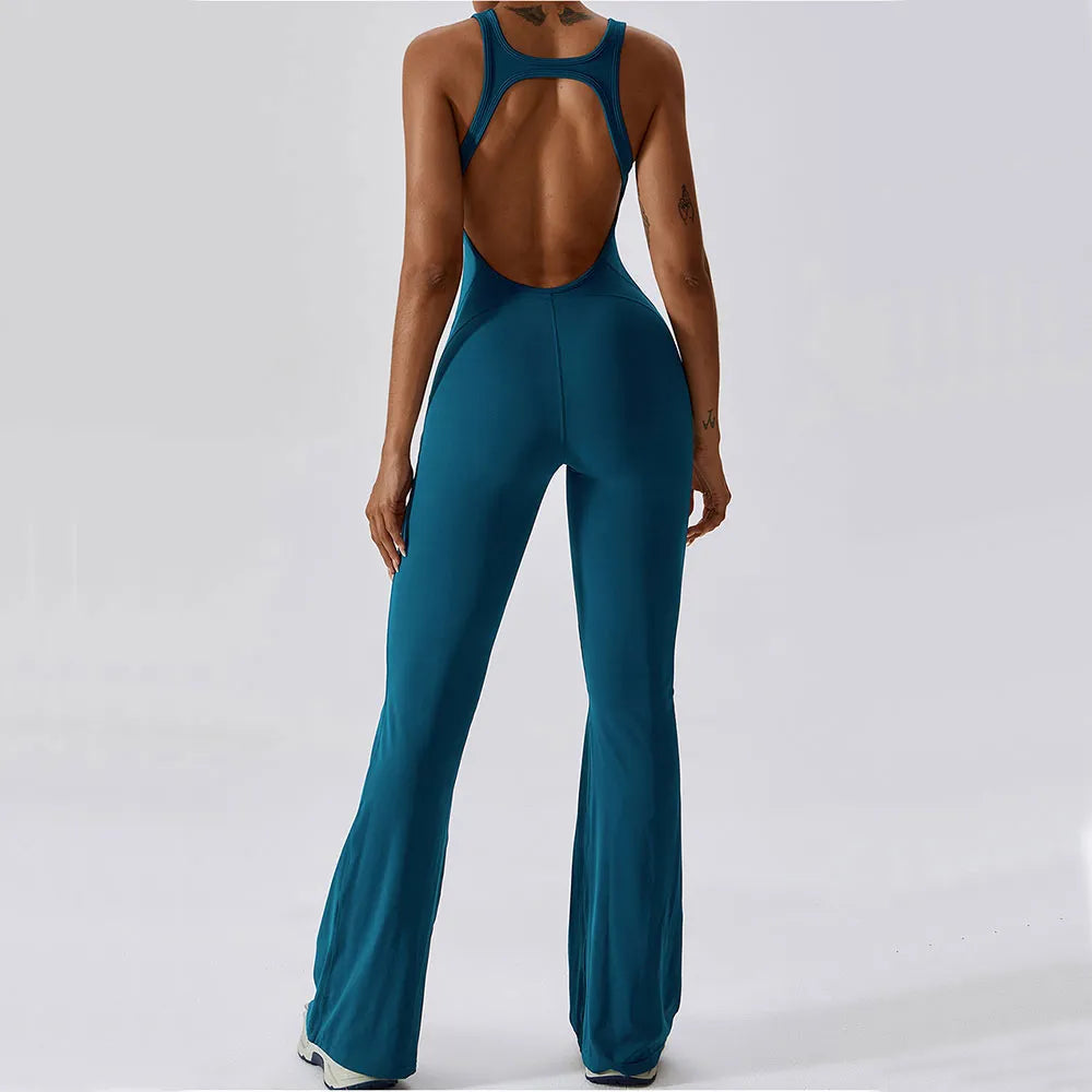 Solid Yoga Jumpsuit One Piece Outfit Fitness Bodysuit Workout Clothes