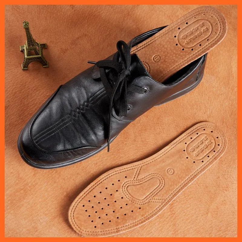 1 Pair Cowhide Insoles For Shoes Men Comfortable Deodorant Casual
