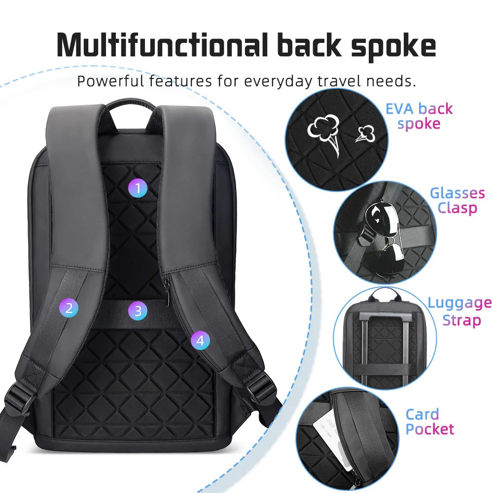 Heroic Knight Men Business Backpack Slim Waterproof 14" Laptop Bag