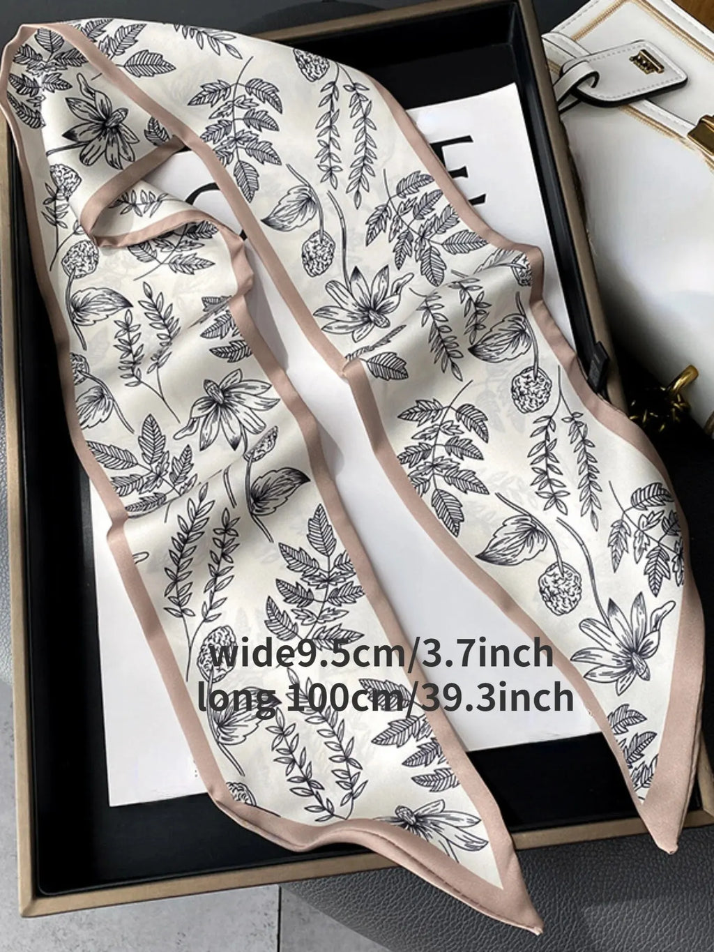 Fashion Print Hair Ribbon Scarf Women Neck Tie Bag Silk Skinny