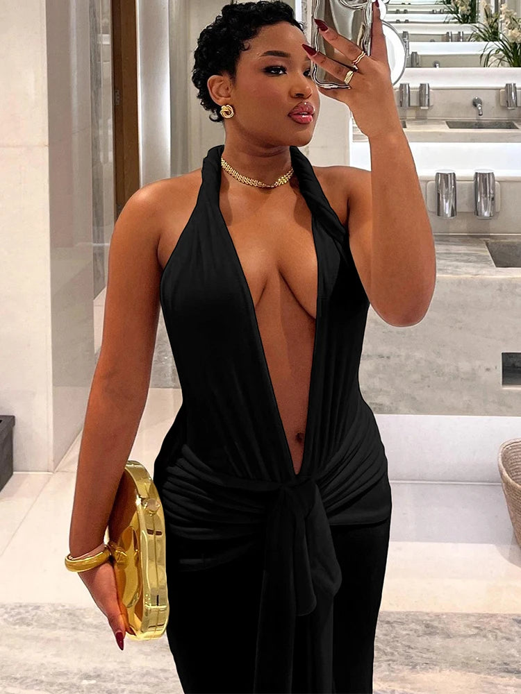Weird Puss Peach Buttocks Sexy Dress Women Halter 2025 Summer Sexy