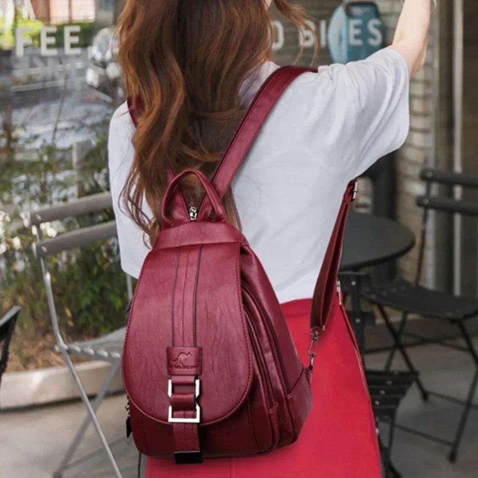 Multifunctional Women Leather Backpacks Casual Backpack For Teenager
