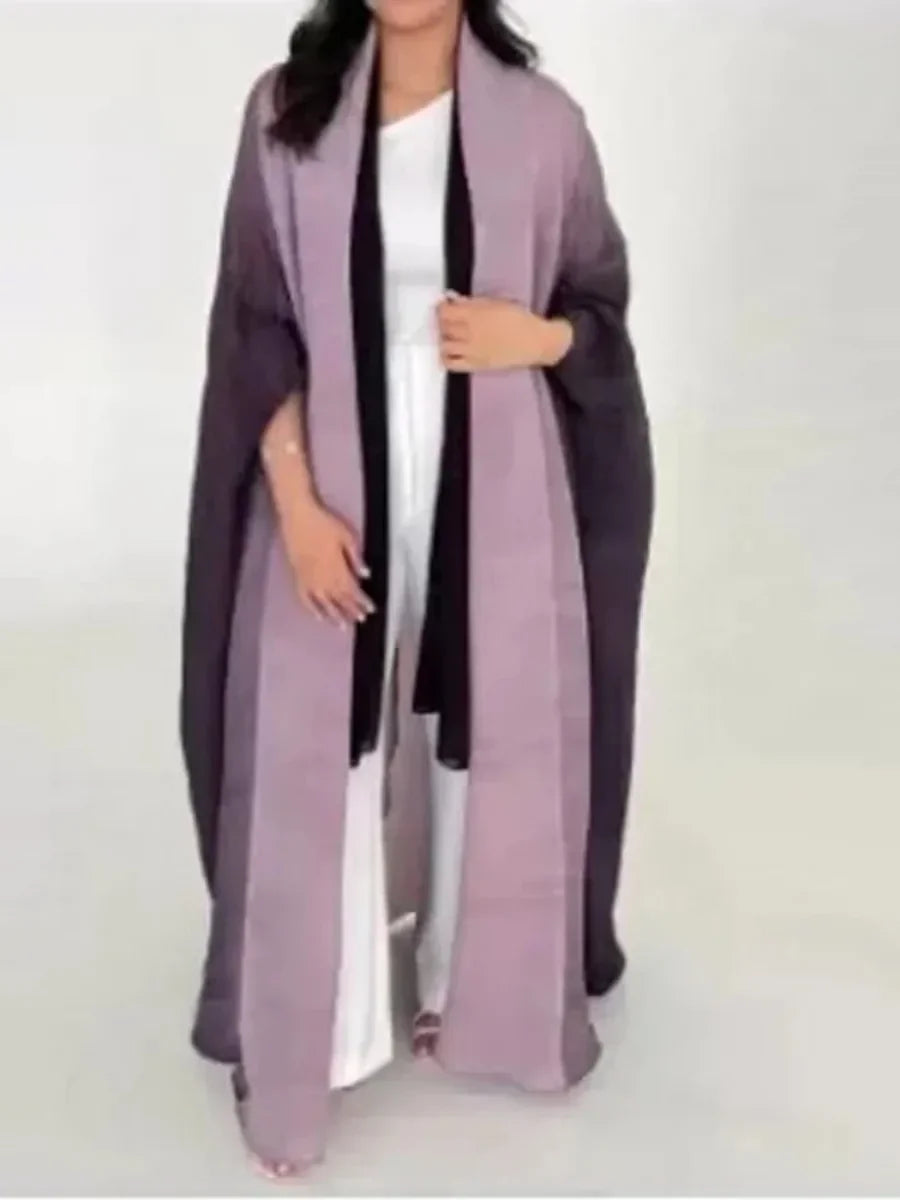 Muslim Abaya for Women Bat Sleeve Pleated Gradient Cardigan Trench