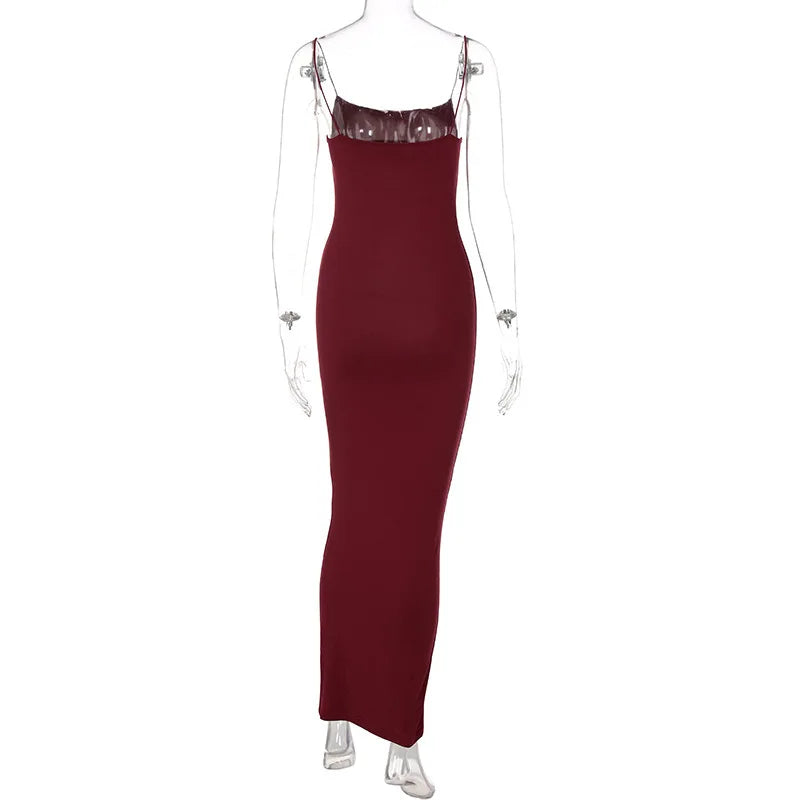 Nsangu 2024 Autumn Winter Women Solid White Black Strap Midi Dress