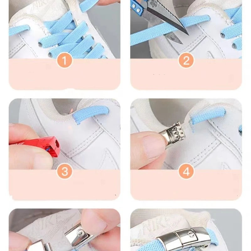 8MM 2023 No Tie Shoe Laces Press Lock Shoelaces Without Ties Elastic