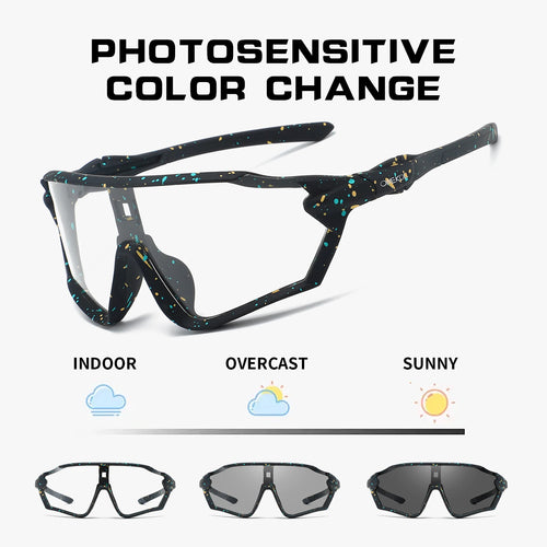 OMEKOL Brand New Photochromic Cycling Sunglasses Men Women Outdoor