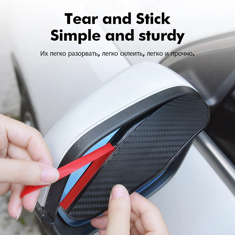 2PCS Car Rearview Mirror Rain Eyebrow Carbon Fiber Sun Visor Shade
