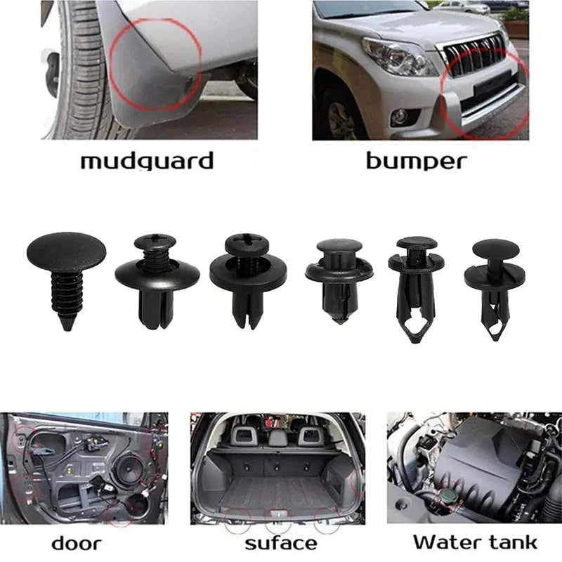 190PCS Set Car Universal Buckle 6 Models Size Fastenr Rivet Clamping