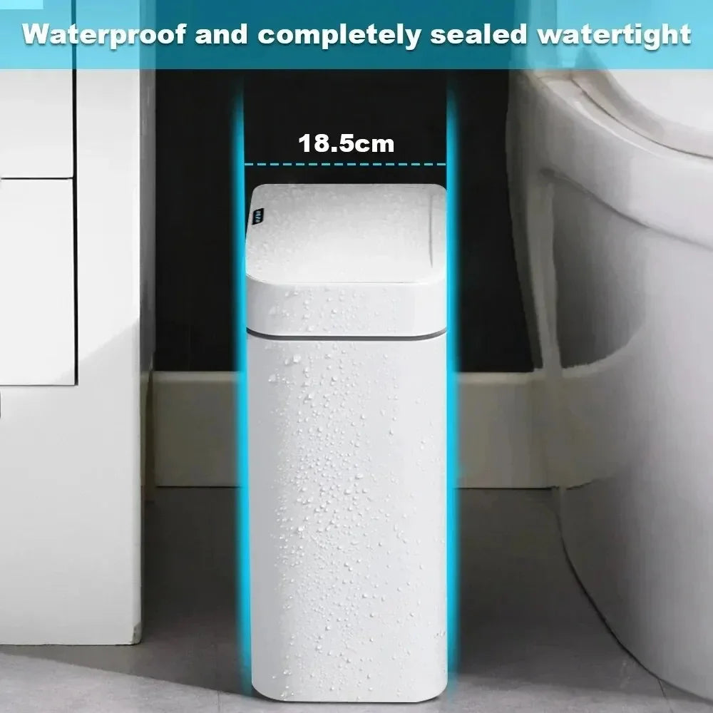 Smart Bathroom Trash Can Automatic Bagging Electronic Trash Can White