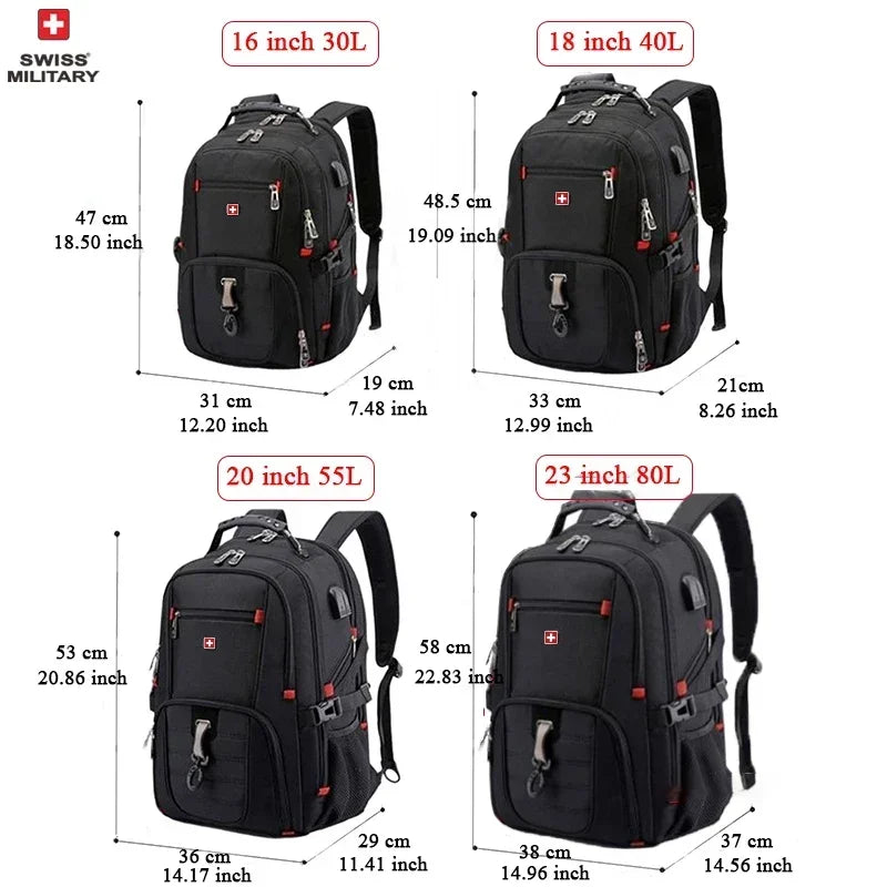 SWISS 17" Laptop Backpack Waterproof USB Charge Port Swiss-style