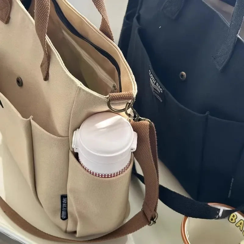 Canvas Ladies Bag Simple Student Large Capacity Horizontal Commuter