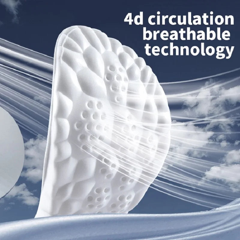 Sports Insoles for Shoes Women Men PU Sole Soft Breathable 4D Shock
