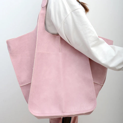 Rretro Handmade Big Beach Tote Bag High Capacity Zipper Shoulder Solid