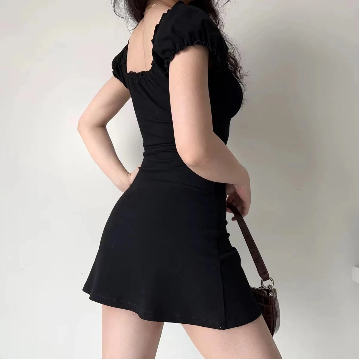 Summer Sexy Mini Dress Women Short Sleeved Lace up Hollow Casual