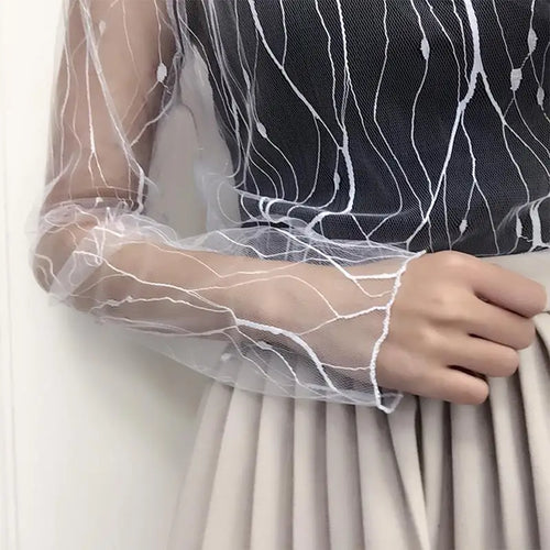 Spring Summer Women Sexy Black Mesh Tops Bottoming T Shirts