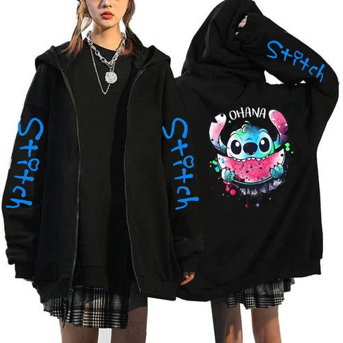 Oversized Y2k Zip-up Hoodie Disney Women's Lilo & Stitch Costume