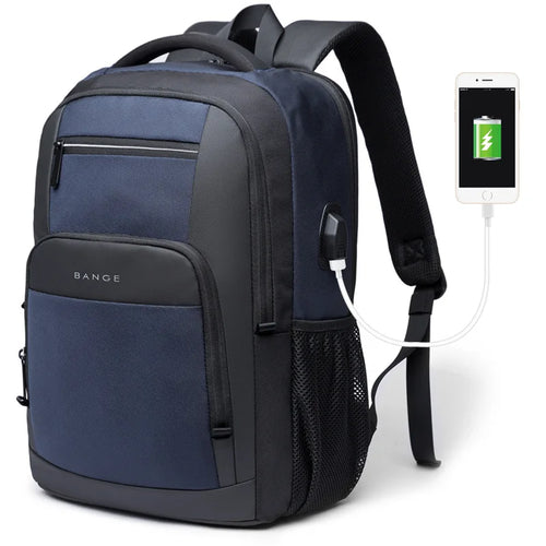 BANGE Travel Waterproof Backpack with USB Charging Port Fit 15.6 Inch