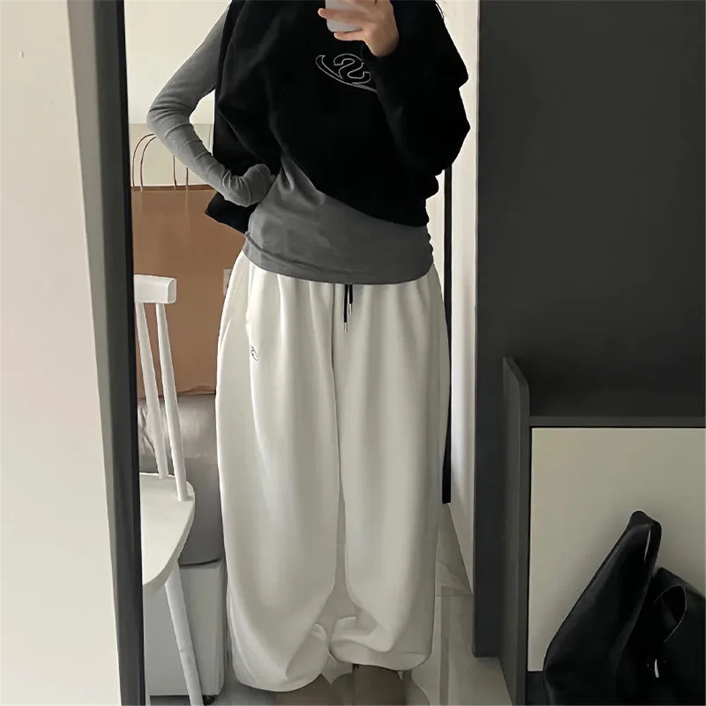Gray Oversize Style Loose Sweatpants Women Harajuku Korean Fashion