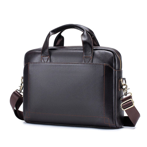 Men's leather handbag, top layer cowhide briefcase, leather laptop