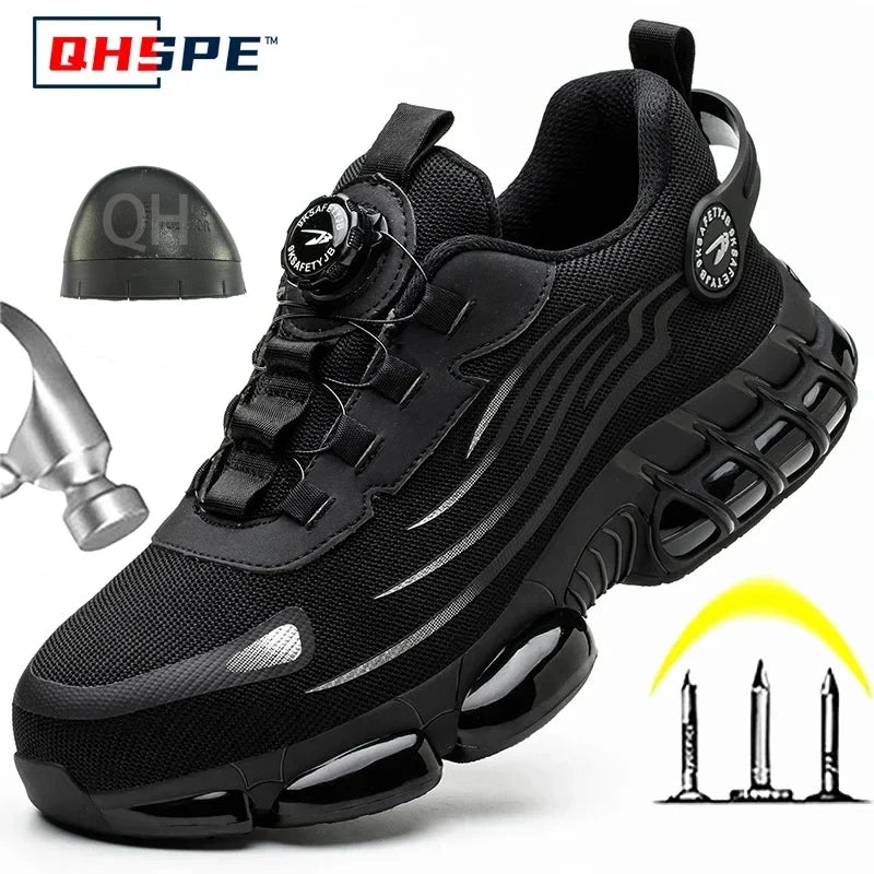 Rotating Button New Safety Shoes Men Anti-smash Anti-puncture Work
