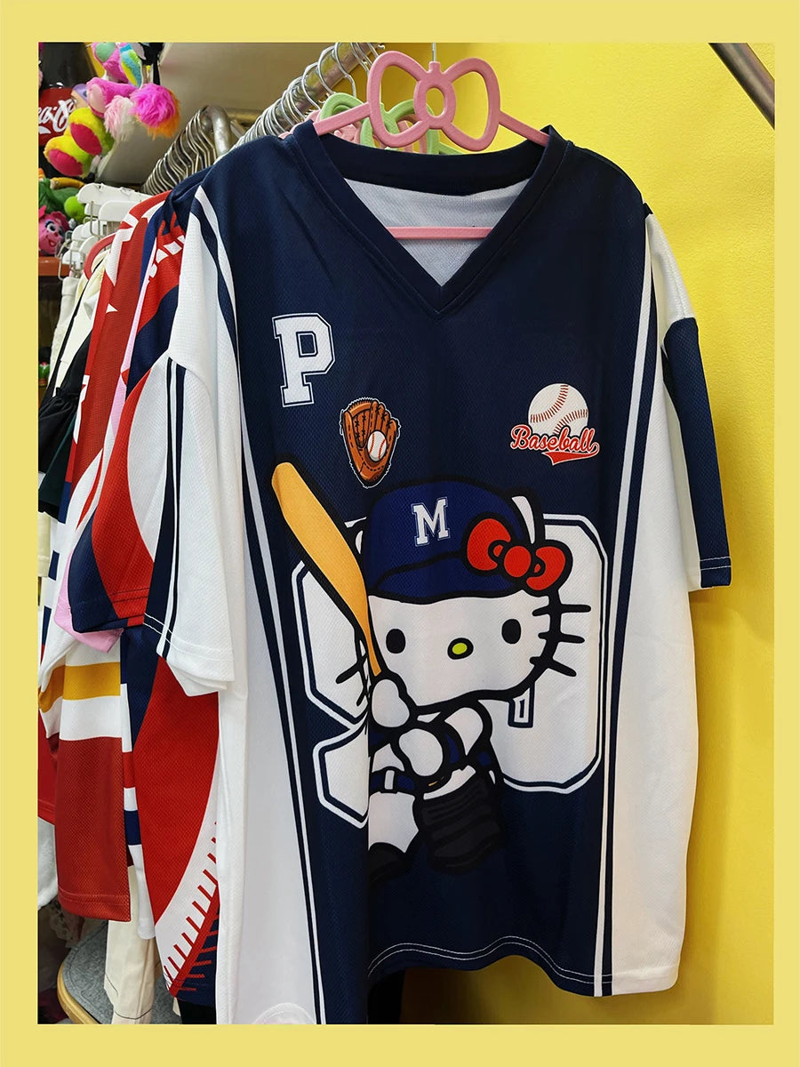 2025 MINISO New Sanrio HelloKitty Sportswear Women's V-neck Loose