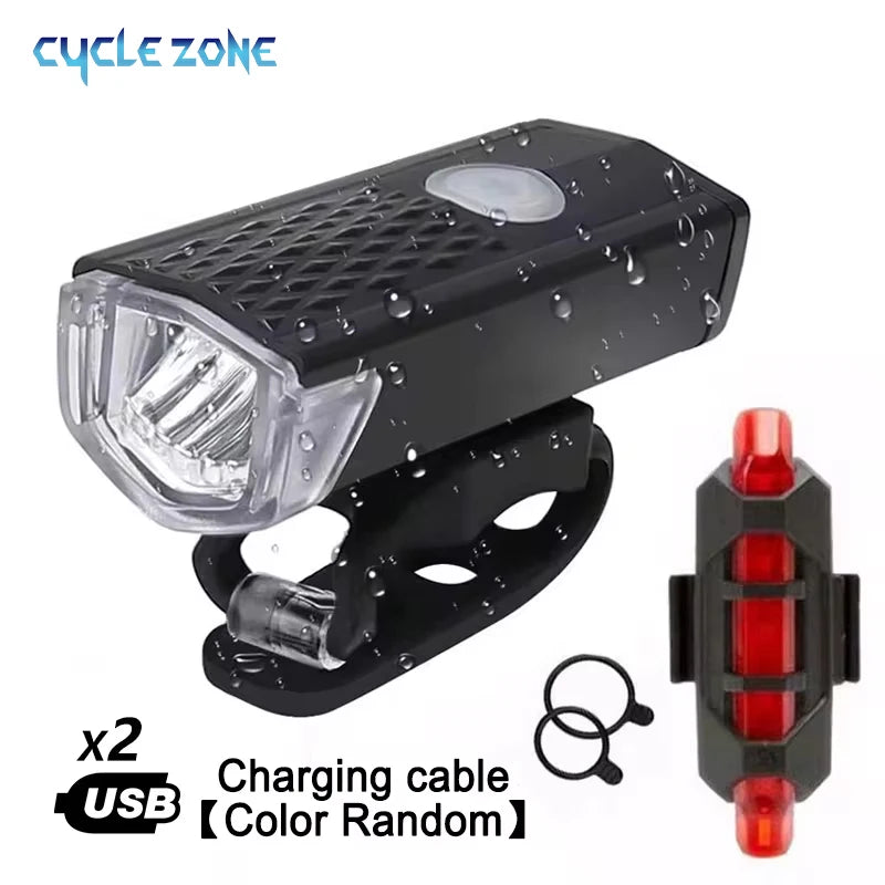 Bike Light Set Front Light with Taillight USB Rechargeable Easy to