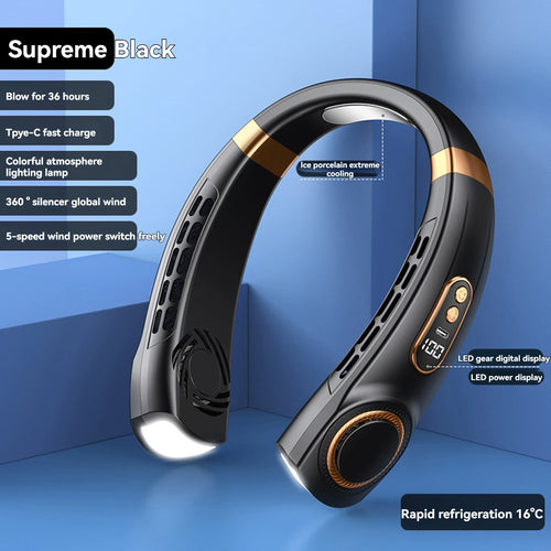 2024 New Portable Halterneck Fan USB Handheld Silent Multi-function