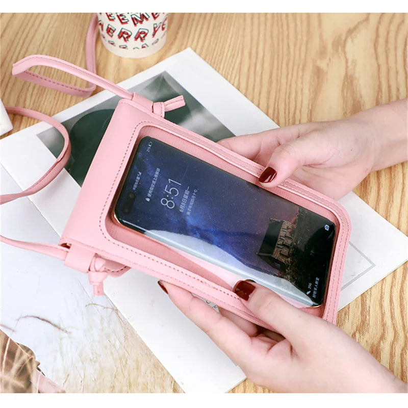 Women Cell Phone Bag Shoulder Transparent Card Holders Girl  Handbag